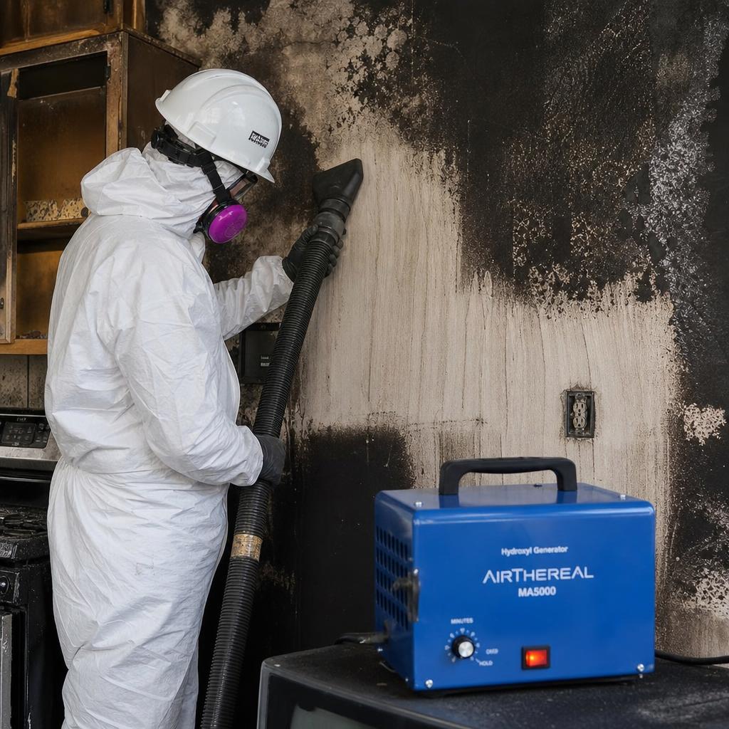 Fire & Smoke Damage equipment inside a Houston property