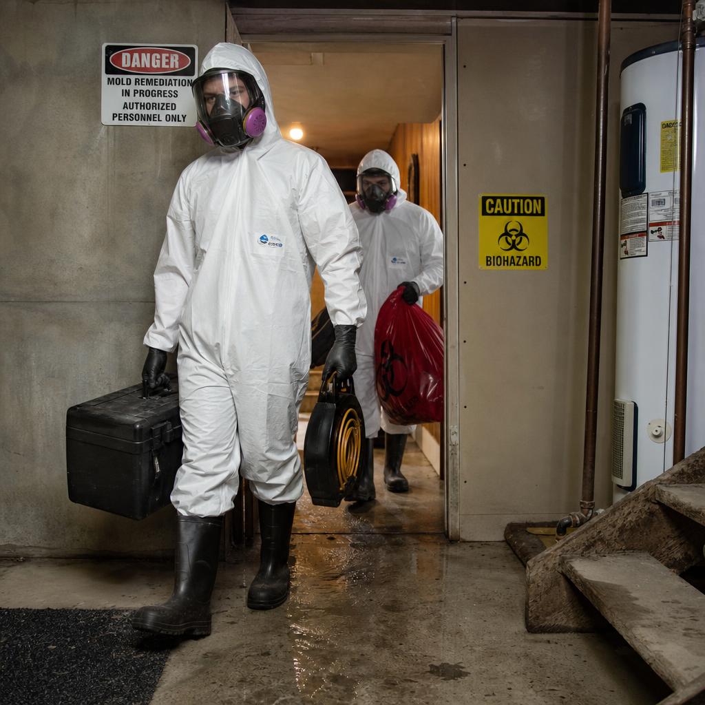 Sewage Cleanup equipment inside a Houston property